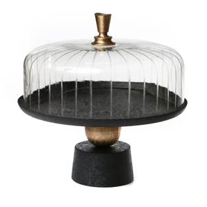 Support à gâteau en métal et bois aspect naturel, dôme en verre, plateau de présentation pour fête de mariage anniversaire désert, assiette à beurre, service à gâteaux - Product Image 5