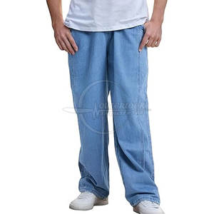 Personnalisé 2025 hommes décontracté jambe large jean pantalon taille moyenne grande taille vêtements pour adultes à vendre - Product Image 1