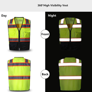 Chaleco de lona transpirable de alta visibilidad para trabajadores de la construcción, chaqueta de seguridad reflectante, logotipo para trabajo de uniforme, reflectante seguro - Product Image 5