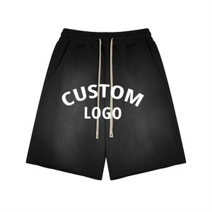 กางเกงขาสั้นผู้ชายแบบสั่งทำกางเกงขาสั้นผ้าเฟรนช์เทอร์รี่ผ้าฝ้ายแนวสตรีทแวร์วินเทจที่ไม่มีความสุขซีดซีดซีดจางไปด้วยกรด2025 - Product Image 6