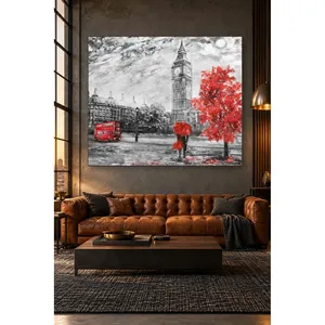 Impression sur toile Fida Big Ben et couple avec parapluie rouge - Product Image 5