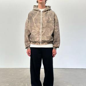 Sweat à capuche camouflage imprimé intégral sur mesure, en molleton lourd, fermeture éclair, camouflage, pull à capuche pour homme - Product Image 5