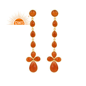 Último diseño de plata esterlina 18K chapado en oro Natural Onyx rojo piedra preciosa colgante pendiente Demi joyería fina fabricante - Product Image 1