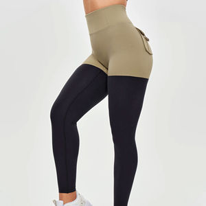 Conjuntos de Yoga de dos piezas para mujer, de encaje ecológico, transpirable, elástico en cuatro direcciones, ropa deportiva atlética de alta elasticidad, Color único sin costuras - Product Image 6