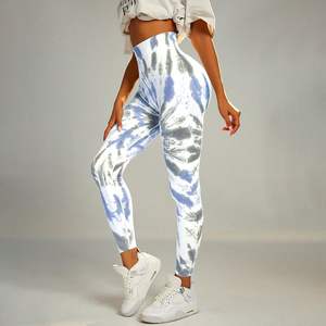 Pantalon de Yoga Tie Dye pour femmes sans couture taille haute Push up collants de Sport Scrunch fesses Fitness jambières d'entraînement fermeture à la taille élastique - Product Image 2
