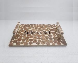 ถาดเสิร์ฟอาหารไม้ธรรมชาติและเรซินด้ามโลหะดีไซน์เป็นเอกลักษณ์เครื่องครัวสำหรับร้านอาหารในบ้านโรงแรม - Product Image 6