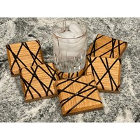 Sous-verres ronds modernes de luxe, qualité durable, taille personnalisée, écologiques, en liège et bois avec incrustation en laiton et métal, lot de 10x10 cm