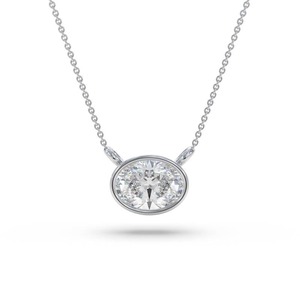 Colgante solitario con diamante de corte ovalado engastado en bisel, de oriente a oeste, de 0.30 quilates, diamante cultivado en laboratorio, en platino, para regalo de aniversario nupcial. - Product Image 1