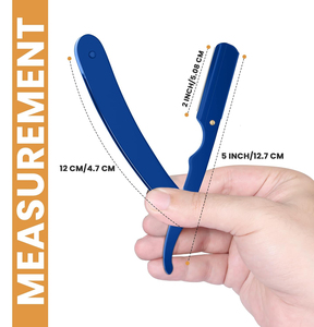 Sécurité de rasoir à bord droit de barbier professionnel bleu avec 100 lames en acier inoxydable à 100% - Product Image 2