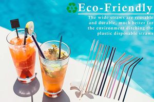 Pajita de acero inoxidable para beber, Pajita doblada de Metal reutilizable ecológica, batidos, batidos, agitador de cóctel Mocktail - Product Image 6