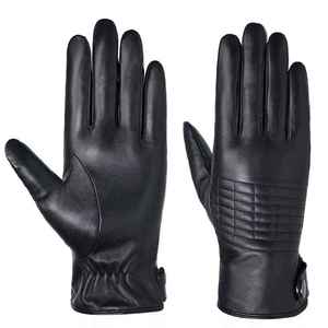 Gants de conduite en cuir d'agneau classique de qualité supérieure pour hommes avec technologie tactile – Vente en gros - Product Image 2
