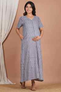 Vestido de Maternidad con Estampado a Mano y Cierre para Lactancia, Ajuste Perfecto Personalizado, Vestido de Maternidad Posparto Cómodo para Mujer - Product Image 4
