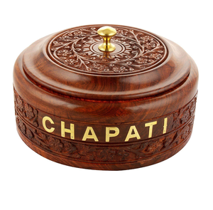 Caja de Chapati de olla caliente de madera marrón con tapa, caja de arroz con clase, mantiene la comida caliente y fresca, utensilios de cocina de cazuela para el hogar, Cocina, Restaurante - Product Image 1