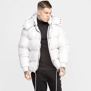 Winter OEM Custom Logo Padded <b>Men</b> Down Coats Bubble Puffer Jacket Stand Collar Zipper up <b>Men</b> Designer Jacket - Product Image 1
