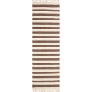 Alfombra Nayaab de Lana Tejida Plana Color Marfil Paem-836, Alfombra Geométrica a Rayas Hecha a Mano, Alfombra Moderna de Algodón Suave Estilo Boho Kilim para Adolescentes, Lavable - Product Image 1