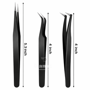 Juego Profesional de 3 Pinzas Duraderas para Extensión de Pestañas, Rectas y Curvas, Aplicador de Volumen, Kit de Acero Inoxidable - Product Image 5