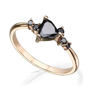 Black Trillion Cut Diamond Prong <b>Set</b> Gift <b>Ring</b> for <b>Women</b> - Product Image 2