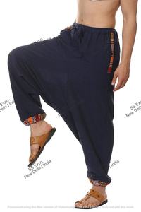 Pantalones de harén nepalí tribales de cintura alta de talla libre para hombre, ropa de calle holgada Bohemia ecológica para Yoga Aladino, tela informal clásica - Product Image 2
