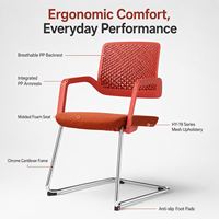 Chaise de bureau ergonomique moderne en maille avec hauteur réglable, accoudoirs pivotants et sangles, pour réception, visiteurs et personnel