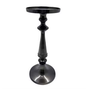 Soporte de pilar de vela de diseño clásico hecho a mano, madera de aluminio niquelado negro para decoraciones navideñas para el hogar - Product Image 1