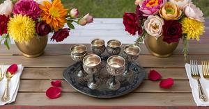 Juego de 6 copas con bandeja de latón puro, copa de vino, whisky, cóctel, Bar, Hotel, restaurante, copa para servir - Product Image 3