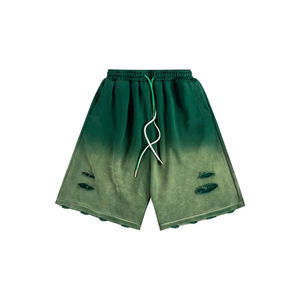 Pantalones cortos de verano para hombre con estampado de logotipo personalizado, lavada con ácido ropa de playa, pantalones cortos de color sólido ecológicos de algodón 100% - Product Image 1