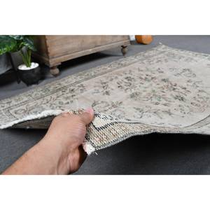 Tapis turc Vintage Beige Vert 4.6 X 7.3ft fait à la main en laine grande surface Patchwork Design rectangulaire couloir Latex pour la décoration de la chambre - Product Image 3