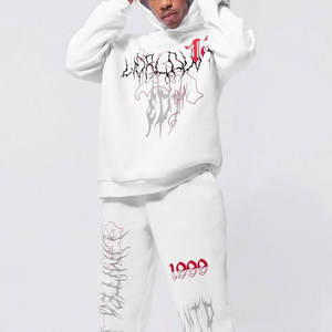 Chándal de impresión gráfica de peso pesado fácil de usar, parches bordados de serigrafía de alta calidad, chándal para hombre - Product Image 3