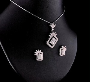 Collar de Plata de Ley 925, Collar personalizado, pendientes, Diamante de moissanita, Diamante de corte esmeralda - Product Image 2