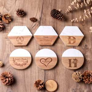 Sous-verres modernes en marbre et bois naturels, durables, polis, de qualité supérieure pour la table de cuisine, le café, utilisation promotionnelle - Product Image 4