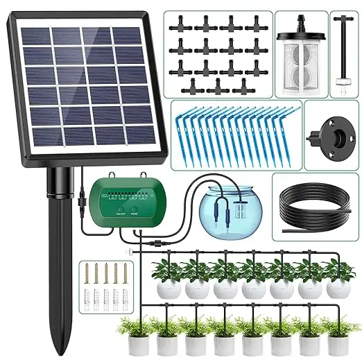 태양열 관개 시스템 물방울 관개 키트 발코니 자동 급수 온실 정원 급수 시스템