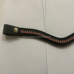 1 rangée de cristaux roses étincelants, strass incrustés, chaîne vide en cuir, bracelet de sourcil de cheval avec bouton-pression pour boucles - Product Image 3