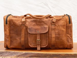 กระเป๋าหนังแท้มีซิปสำหรับวีคเอนเดอร์สำหรับผู้ชายกระเป๋าหนังแท้สำหรับออกกำลังกายในยิมกีฬาวีคเอนเดอร์ยอดนิยม - Product Image 3