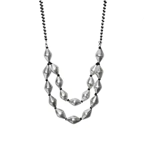 Collier statement en argent à plusieurs rangs et perles pour femmes - Product Image 1