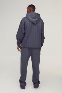 Lujoso chándal de lavado ácido 100% algodón con un logotipo serigrafiado pantalones apilados jersey de gran tamaño conjunto de Sudadera con capucha de 2 capas - Product Image 5