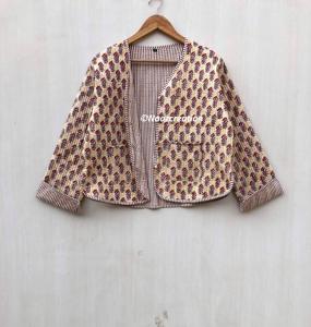 Chaquetas Acolchadas Florales Hechas a Mano, Chaqueta de Algodón con Estampado Floral Estilo Bohemio para Otoño e Invierno, Ropa de Calle, Chaqueta Reversible Acolchada Estilo Boho - Product Image 4