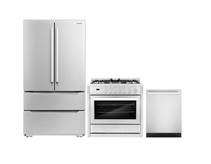 ชุดเครื่องใช้ไฟฟ้าในครัว 3 ชิ้น พร้อมเตาแก๊สแบบตั้งพื้น 36 นิ้ว และเตาอบแบบฝัง 24 นิ้ว - Product Image 1