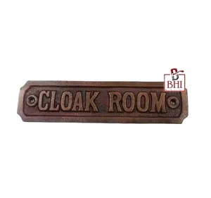 Plaque de porte murale en fonte 140x35mm Impression personnalisée "Clock Room" pour intérieur d'appartement, de maison et d'hôtel - Product Image 1