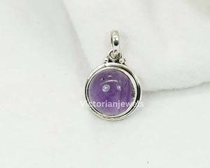 925 plata esterlina sólida mes de febrero piedra natal amatista con ajuste de bisel colgante de forma redonda - Product Image 5