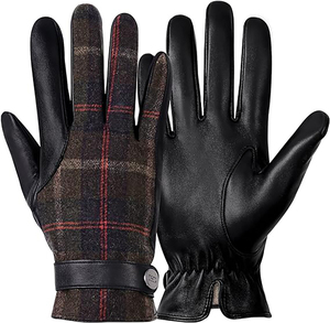 Gants d'hiver pour hommes d'affaires à la mode doublés chauds en cuir véritable Logo personnalisé Respirant Étanche Compatible avec les écrans tactiles Full - Product Image 3