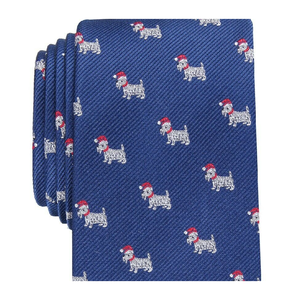 Cravatta da Uomo Club Room Santa Scotty Blu Navy Taglia Regolare in Seta, Lana e Poliestere con Stampa Jacquard Floreale per Uso Casual, Confezione Regalo - Product Image 1