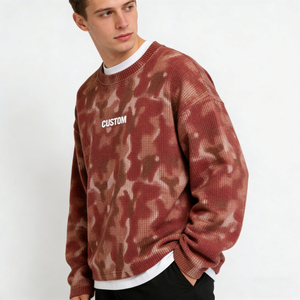 Sweat à capuche tendance pour homme en tricot gaufré doux avec strass, coupe classique, confortable, style streetwear décontracté, 100 % coton, écologique - Product Image 2