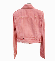 Veste de moto en cuir véritable pour femme, hiver, rose, toile élégante, brunâtre, respirante, coton, meilleure qualité, vente en gros, personnalisable