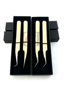 Vente en gros 45 Degrés Latte Poudre Revêtement 90 Degrés Papillon Imprimer Isolation Argent Pointe Extension De Cils Pince À Épiler Outils De Beauté - Product Image 5