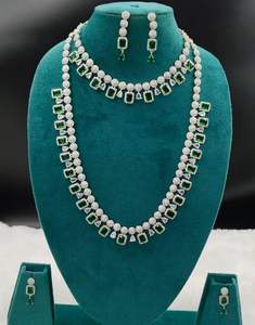 Lujo CZ Zirconia diamante corto y largo ambos collar con pendientes diamante aspecto joyería conjunto para regalo de boda fiesta elegante - Product Image 4