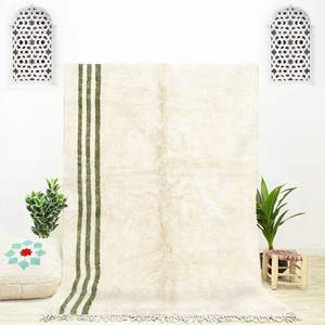 Alfombra marroquí Beni Ourain de lana anudada a mano de lujo, diseño bordado de estilo indio, lavable para uso en interiores y exteriores por ITHL - Product Image 4