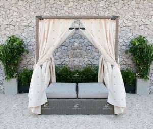 Double <b>Sun</b> <b>Lounger</b> with Canopy <b>Rattan</b> and Aluminum Frame for Outdoor Pool and Garden Furniture - Style 3 - Product Image 3