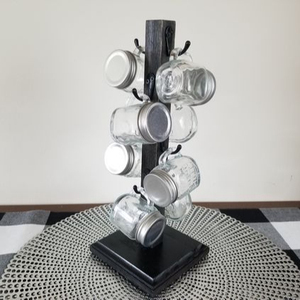 Elegant European Style Countertop Wooden Cup Holder and Bottle <b>Drying</b> <b>Rack</b> with Holds 6 Glasses and 1 Bottle Non-folding Design - Product Image 1