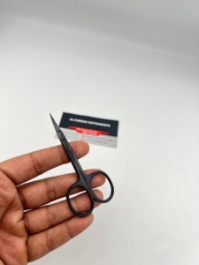 Ciseaux à ongles de qualité supérieure, écologiques, à lame incurvée, couleur plasma noire, logo personnalisé, ciseaux à cuticules. - Product Image 4