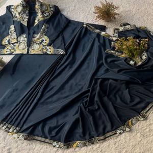 Conjunto de Lehenga Saree Francés Elegante VASTRA COTTAGE con Bordado, Talla Única, Blusa Completamente Cosida, Estilo Festivo - Product Image 5